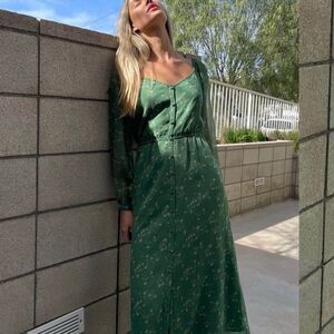 NWT Oak + fort floral emerald green ivy print maxi dress